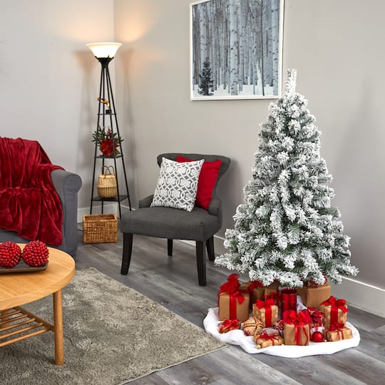 4ft. Pre-Lit Flocked West Virginia Fir Artificial Christmas Tree, Clear LED Lights